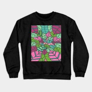 Tropical Leaves in Pink and Green Crewneck Sweatshirt